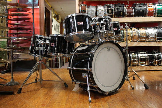 1980s Yamaha Recording Custom Outfit in Solid Black 14x22 8x10 8x12 9x13 10x14 12x15