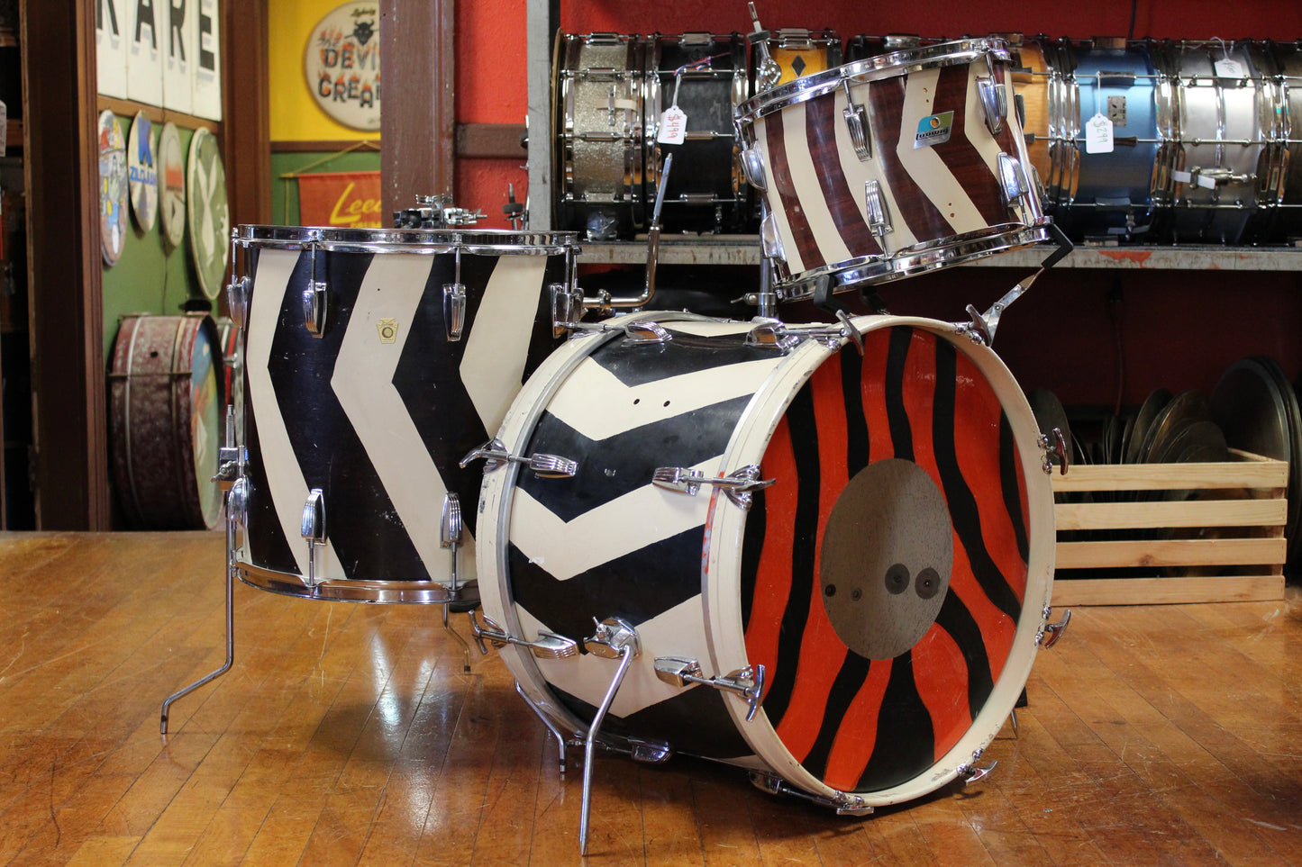 1960/70's Ludwig 3-ply Outfit in Zebra Thermogloss 14x20 9x13 16x16