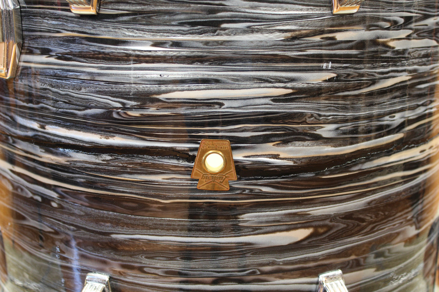 Early 1960s Ludwig Downbeat Outfit in Black Oyster Pearl (Rewrap) 14x20 8x12 14x14