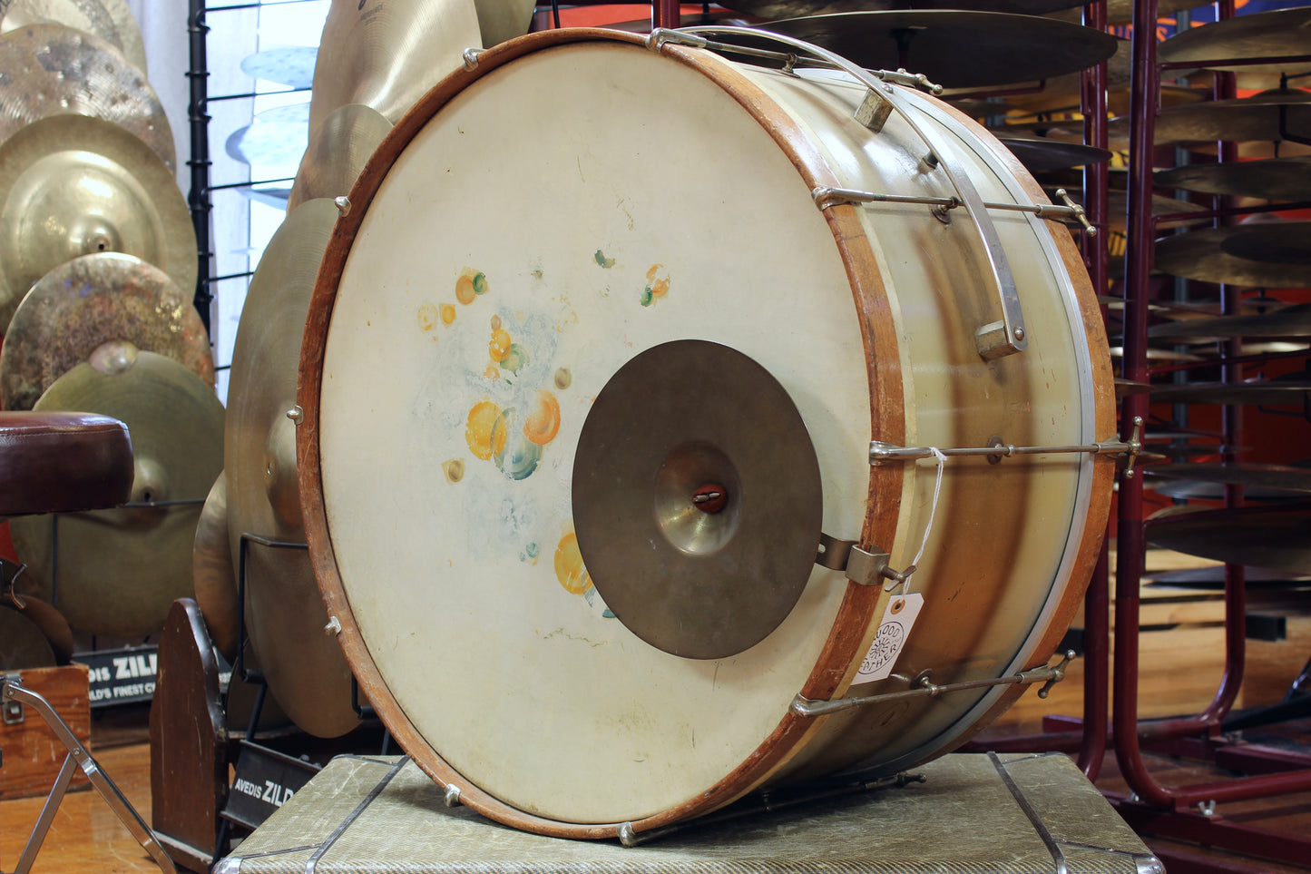 1930's Slingerland 12"x26" Bass Drum in Tri-tone Duco w/ 10"&12" Tacked Toms