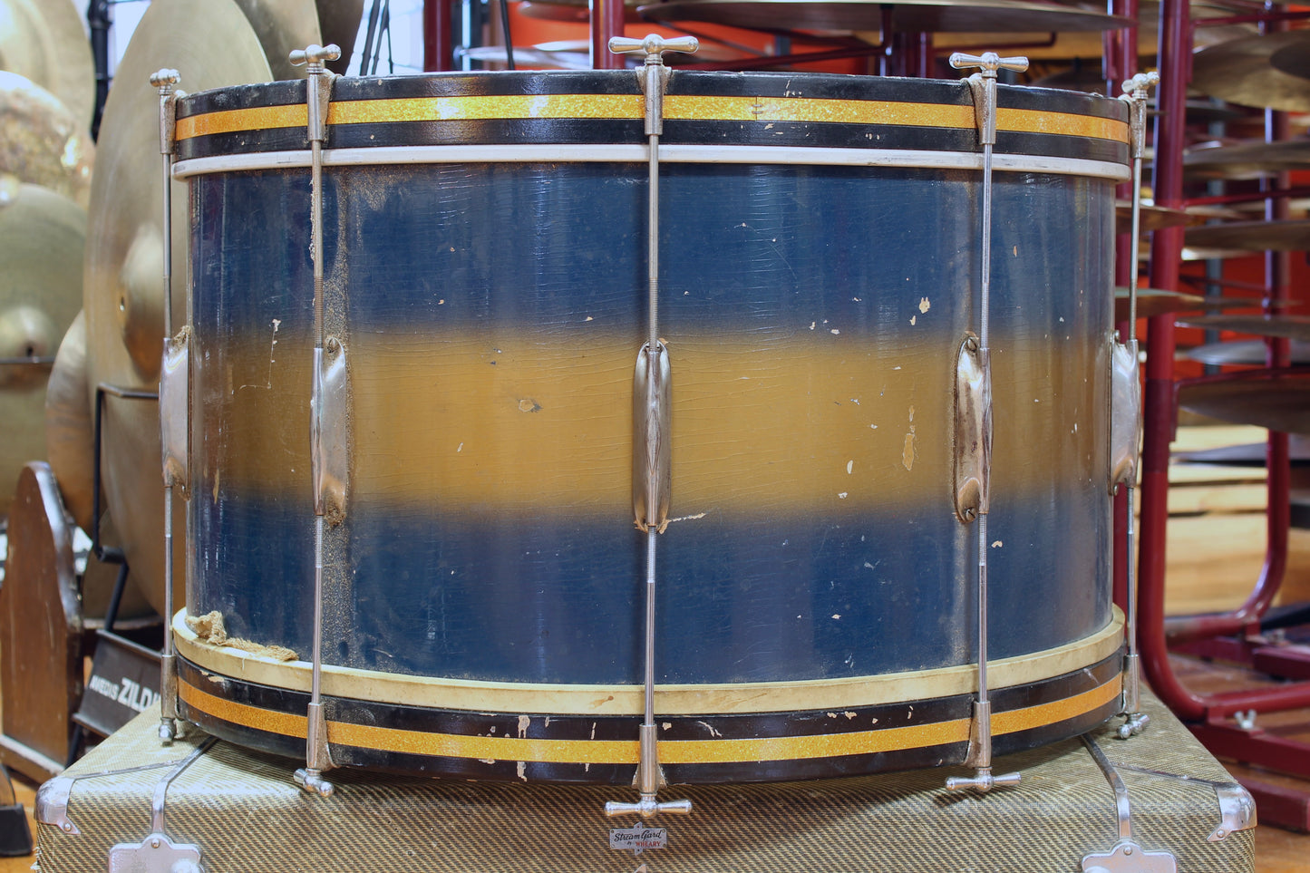 1940's WFL 14"x26" Bass Drum in Blue and Gold Duco