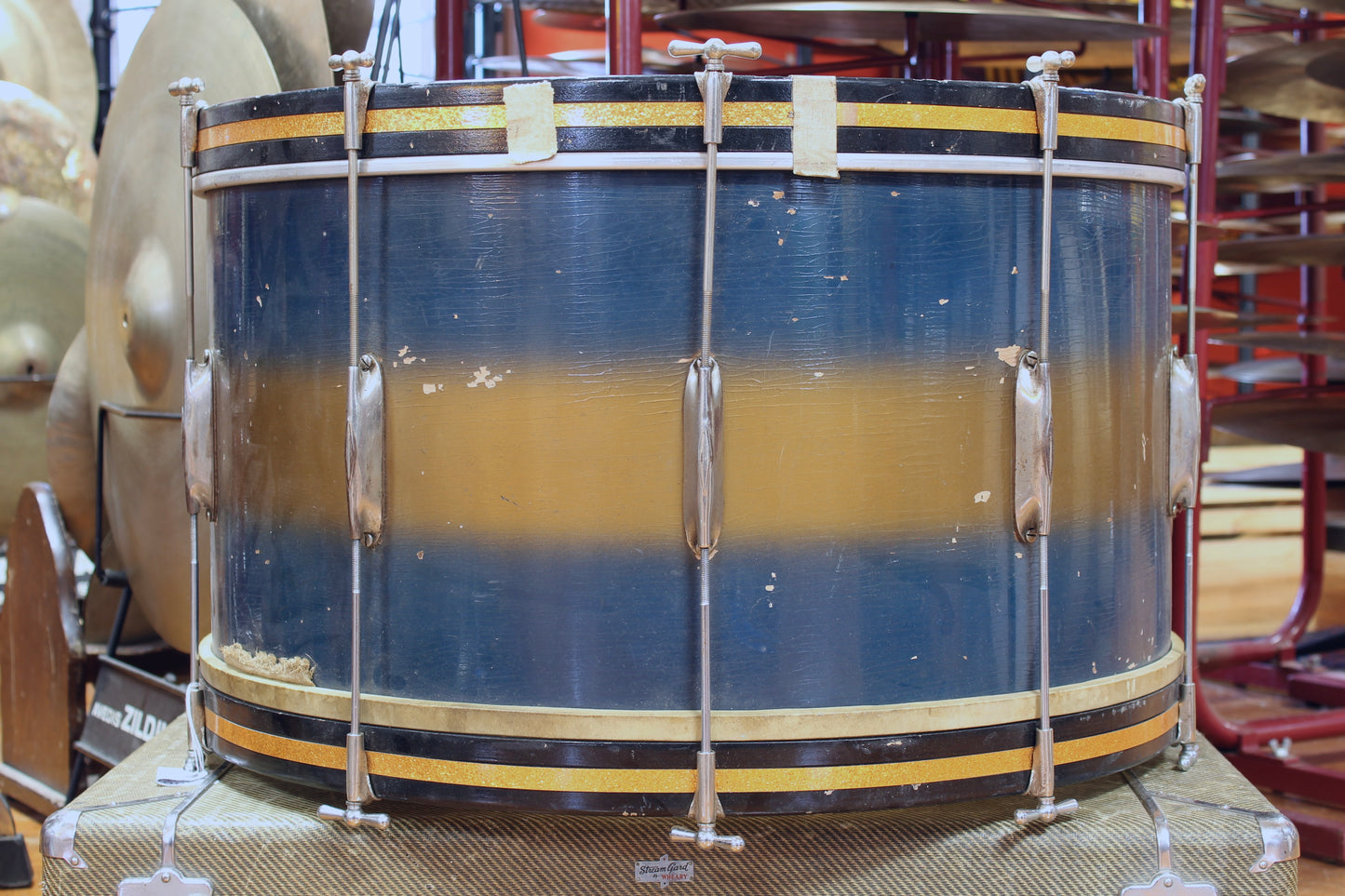 1940's WFL 14"x26" Bass Drum in Blue and Gold Duco