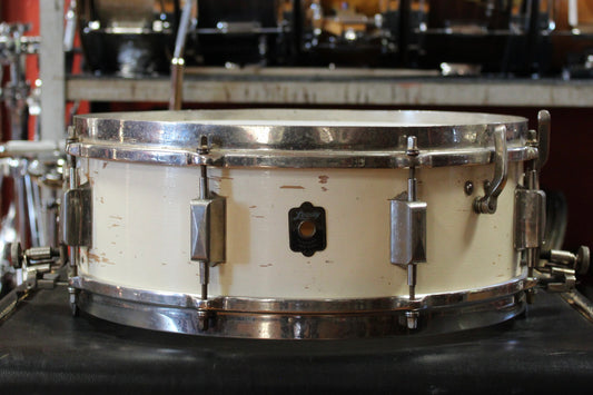 1930's Leedy 5x14 Broadway Snare Drum in White Lacquer