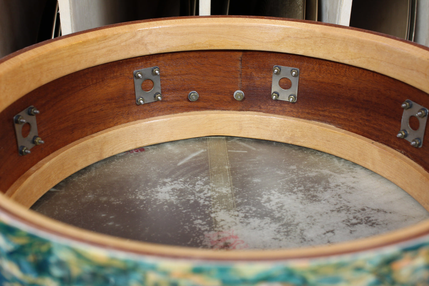 1930s Leedy 5x14 Professional Model Snare Drum in Rainbow Pearl
