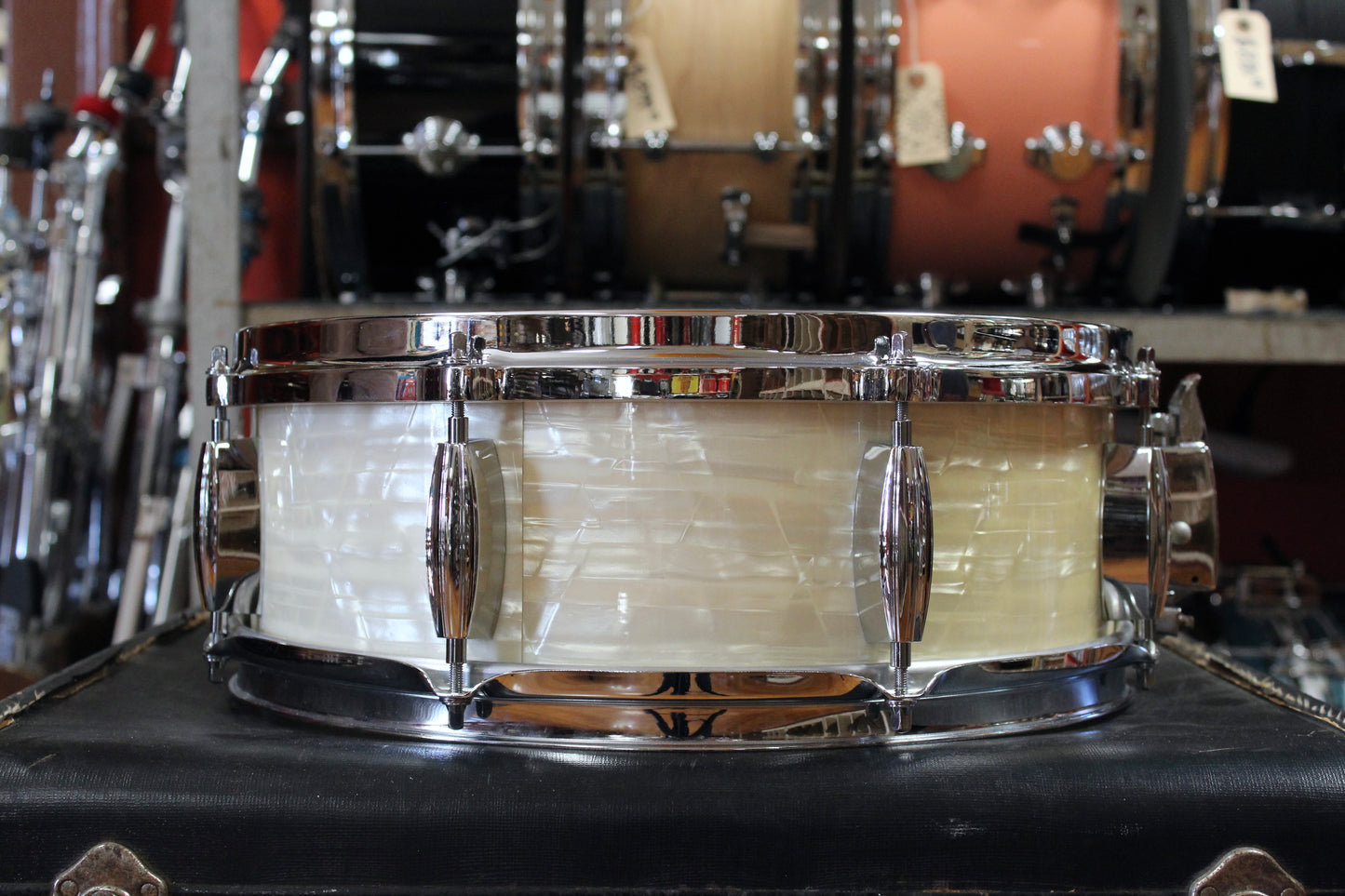 2006 Buddy Rich Drum Company 5x14 Snare Drum in White Marine Pearl