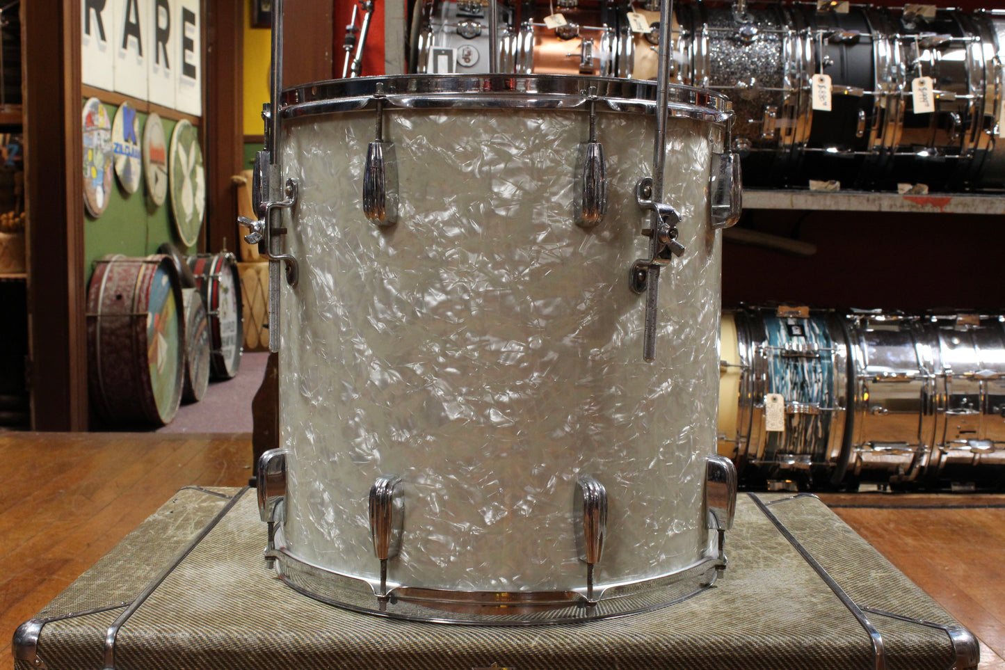 1940s Slingerland 16x16 Radio King Floor Tom in White Marine Pearl