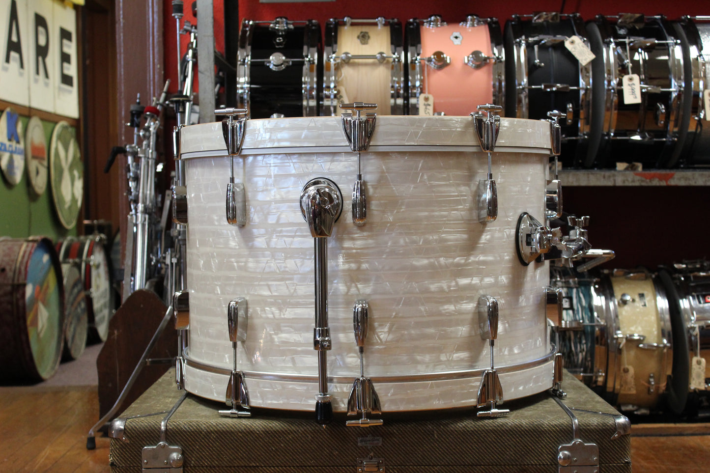 2006 Buddy Rich Drum Company Outfit in White Marine Pearl 14x24 9x13 16x16 16x16