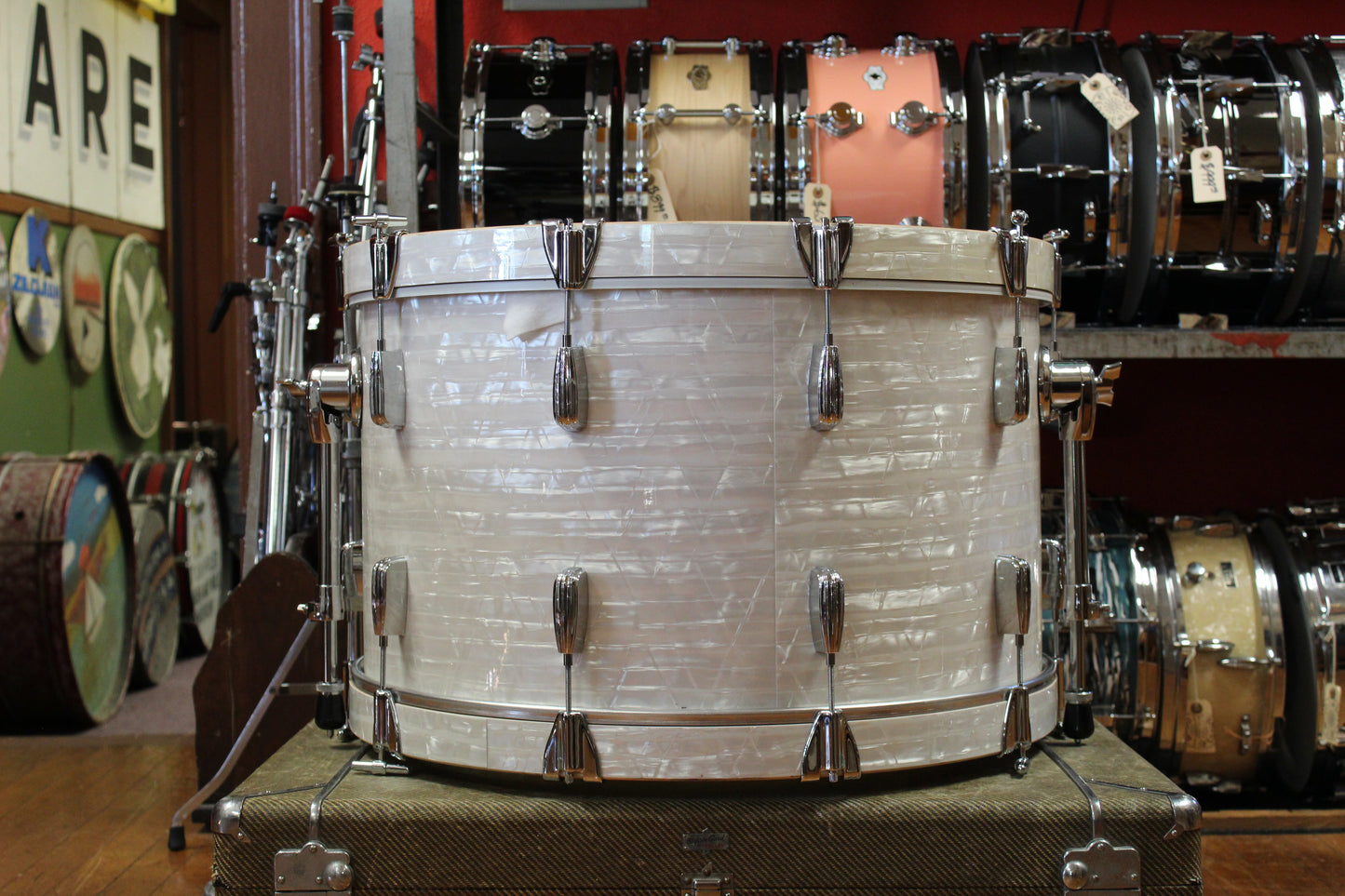 2006 Buddy Rich Drum Company Outfit in White Marine Pearl 14x24 9x13 16x16 16x16