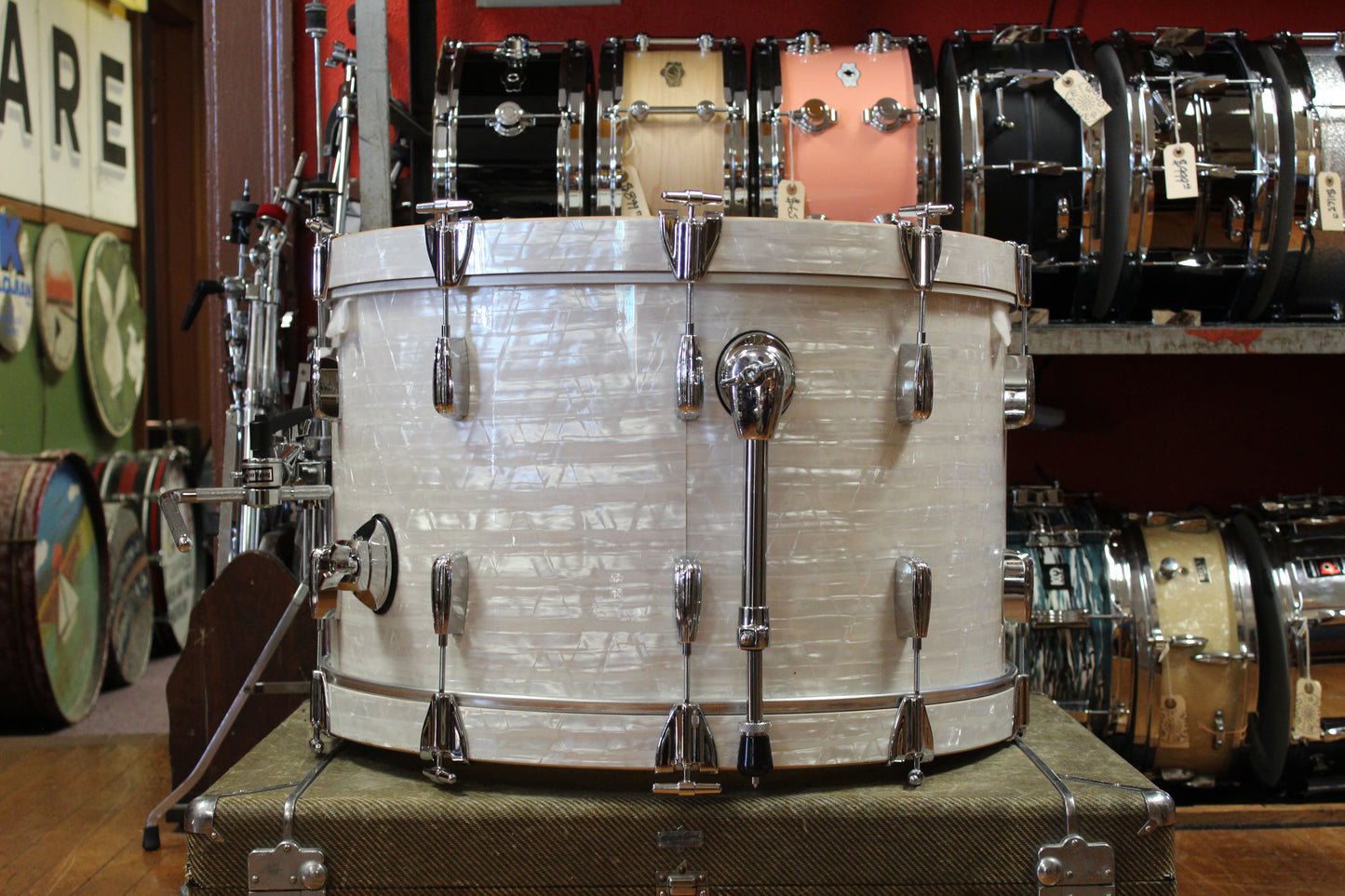 2006 Buddy Rich Drum Company Outfit in White Marine Pearl 14x24 9x13 16x16 16x16