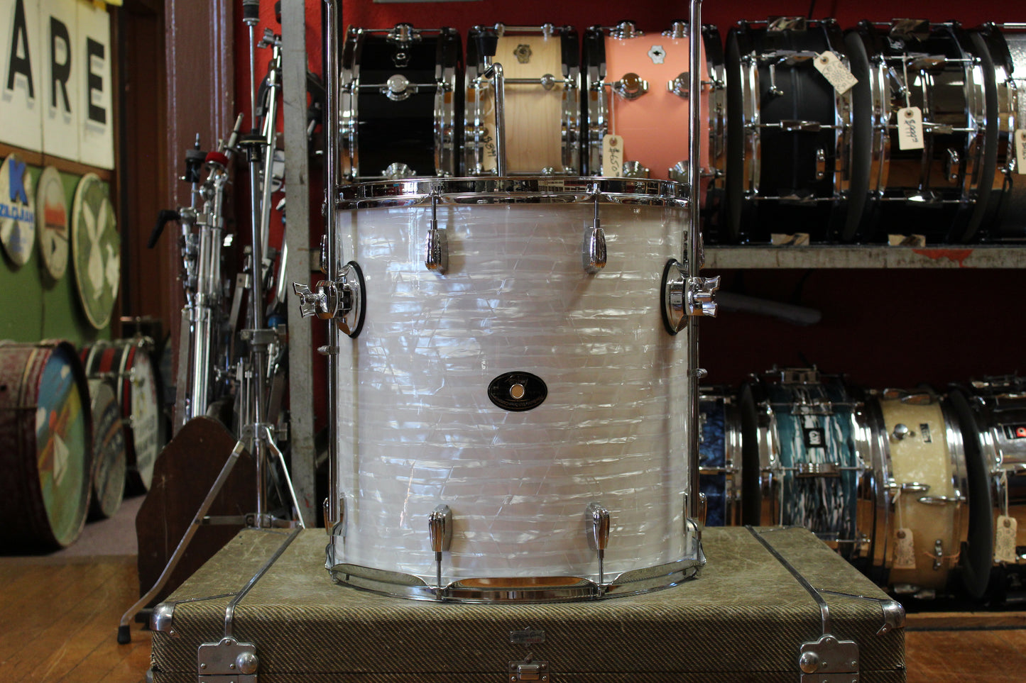 2006 Buddy Rich Drum Company Outfit in White Marine Pearl 14x24 9x13 16x16 16x16