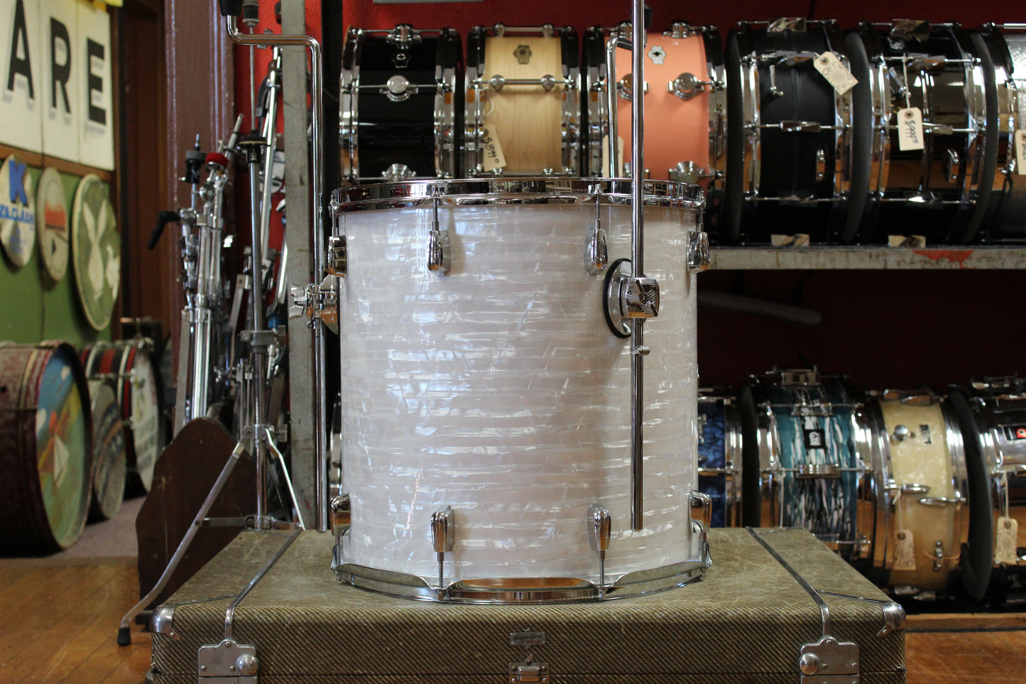 2006 Buddy Rich Drum Company Outfit in White Marine Pearl 14x24 9x13 16x16 16x16