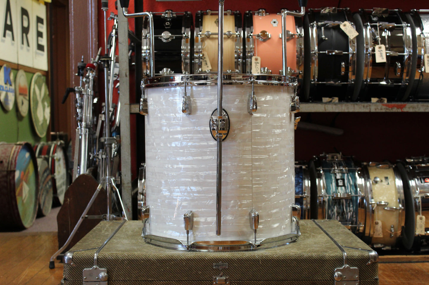 2006 Buddy Rich Drum Company Outfit in White Marine Pearl 14x24 9x13 16x16 16x16