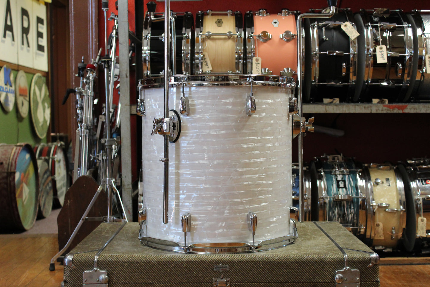 2006 Buddy Rich Drum Company Outfit in White Marine Pearl 14x24 9x13 16x16 16x16