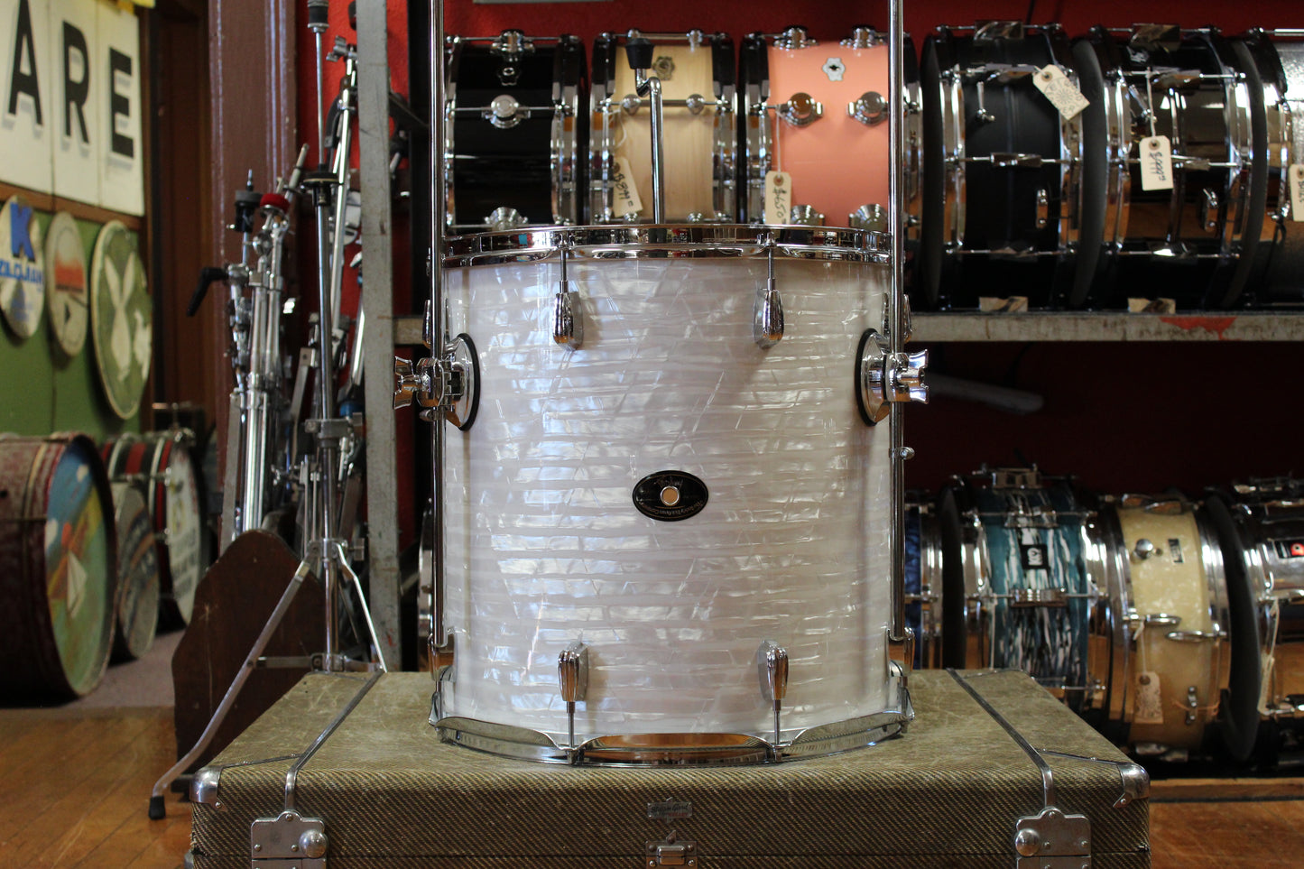 2006 Buddy Rich Drum Company Outfit in White Marine Pearl 14x24 9x13 16x16 16x16