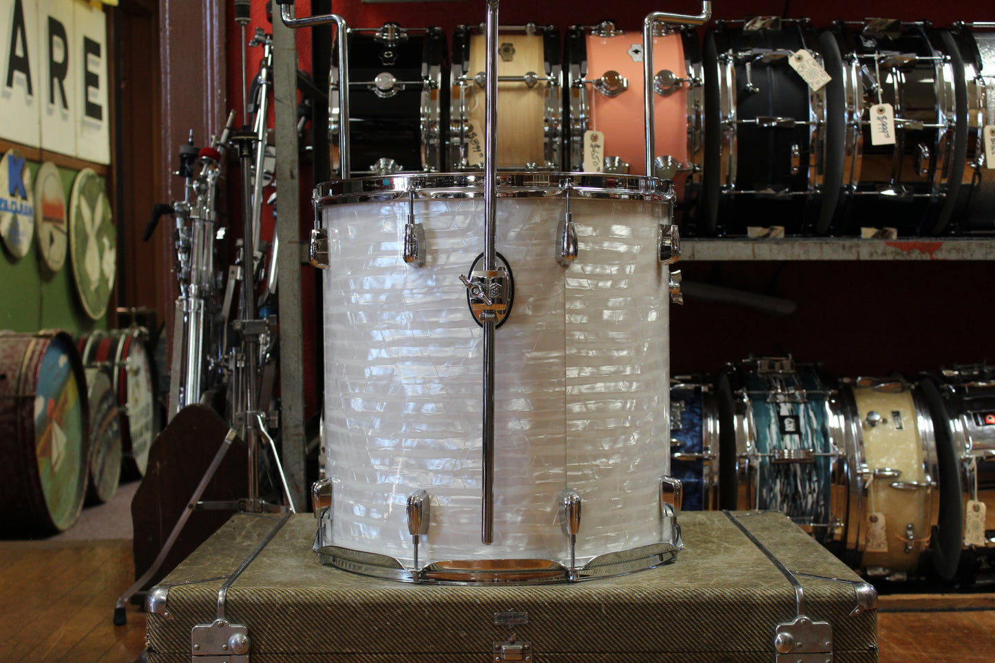 2006 Buddy Rich Drum Company Outfit in White Marine Pearl 14x24 9x13 16x16 16x16