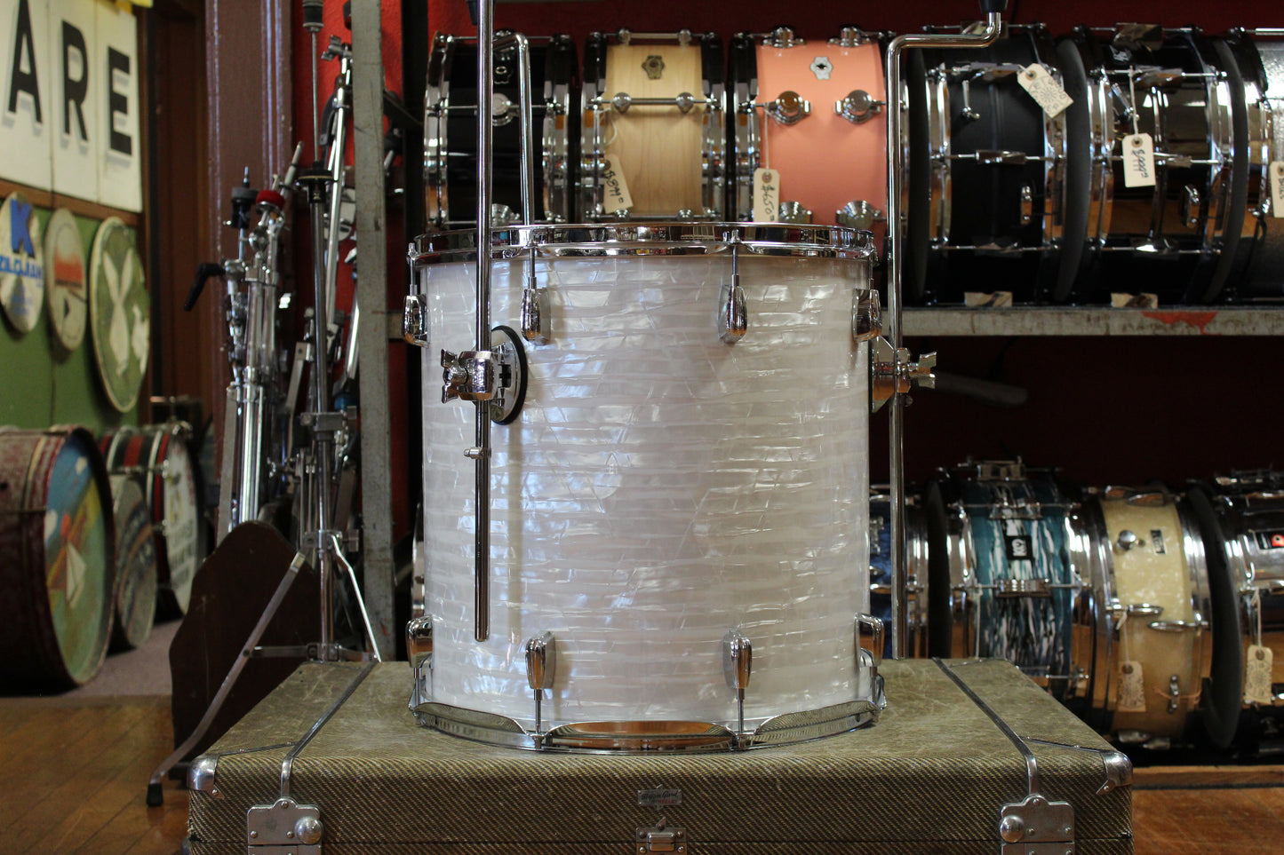 2006 Buddy Rich Drum Company Outfit in White Marine Pearl 14x24 9x13 16x16 16x16