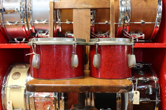 1950s Slingerland 6" and 8" Bongos in Red Sparkle