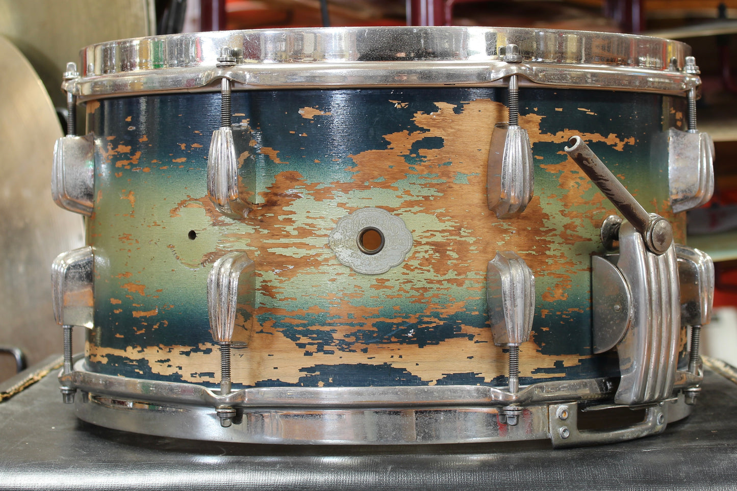 1930's Slingerland 7"x14" Snare Drum in Blue and Silver Duco