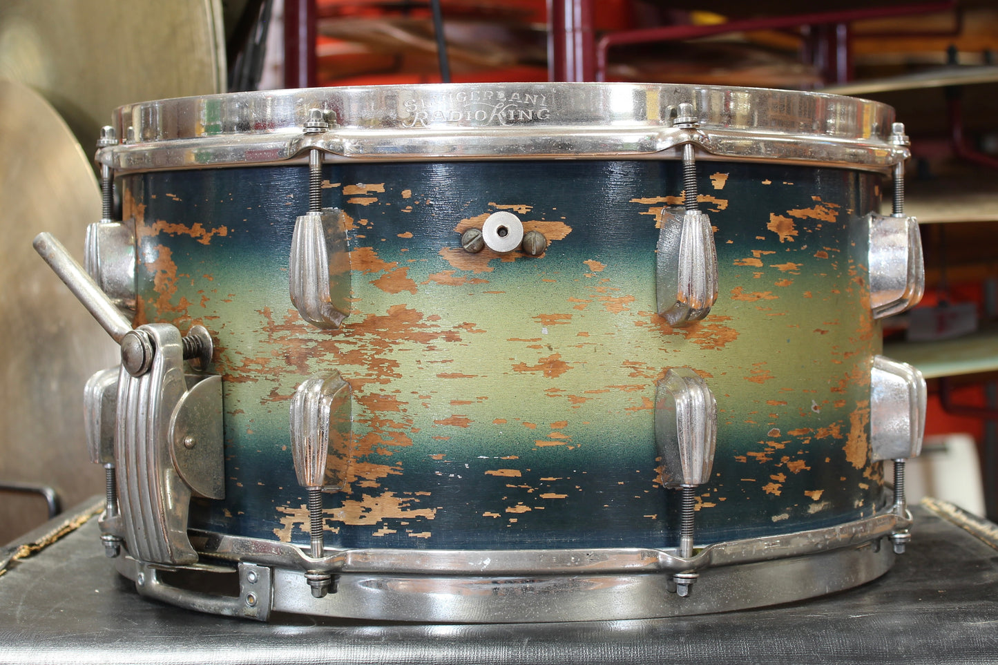 1930's Slingerland 7"x14" Snare Drum in Blue and Silver Duco