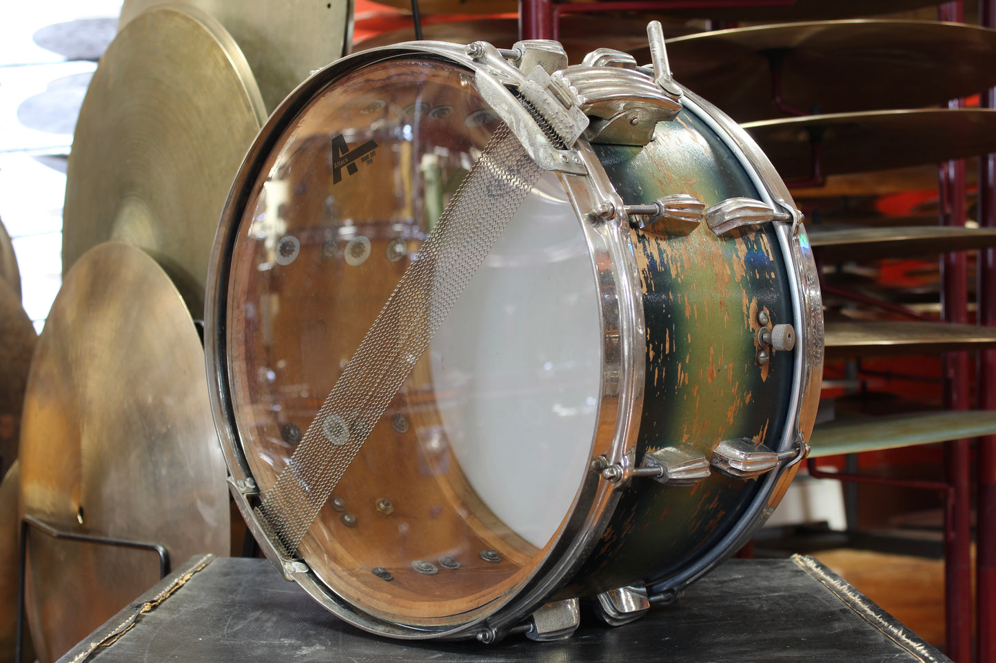 1930's Slingerland 7"x14" Snare Drum in Blue and Silver Duco