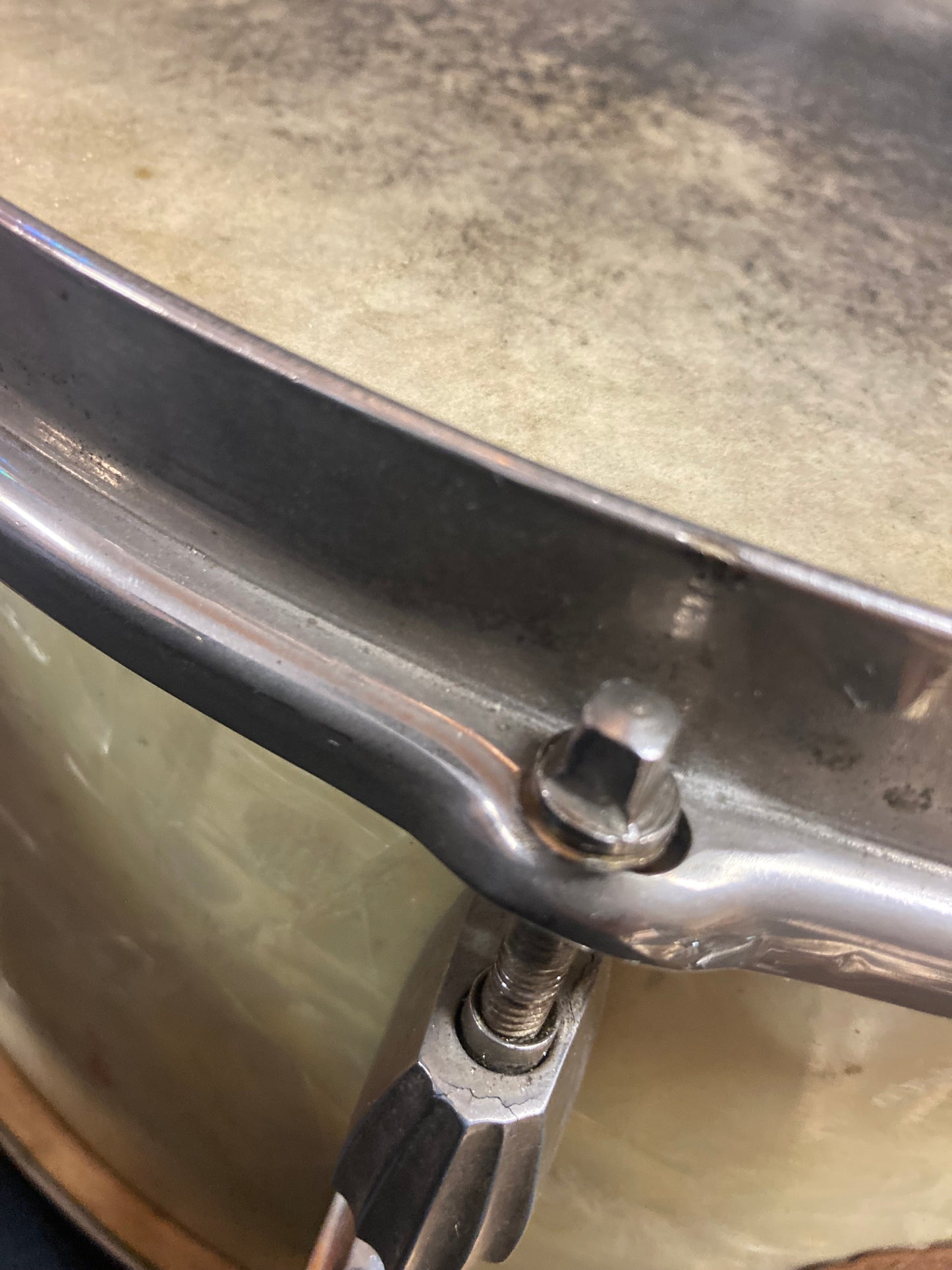 1940s Slingerland 7x14 Radio King Snare Drum in White Marine Pearl