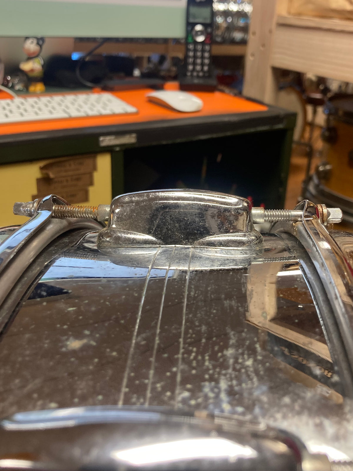 1970s Slingerland 5x14 Chrome Over Brass Gene Krupa Sound King Snare Drum