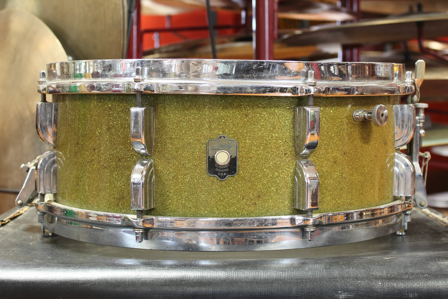 Frankie Banali's 1948 Leedy 5"x14"Snare Drum in Faded Green Sparkle