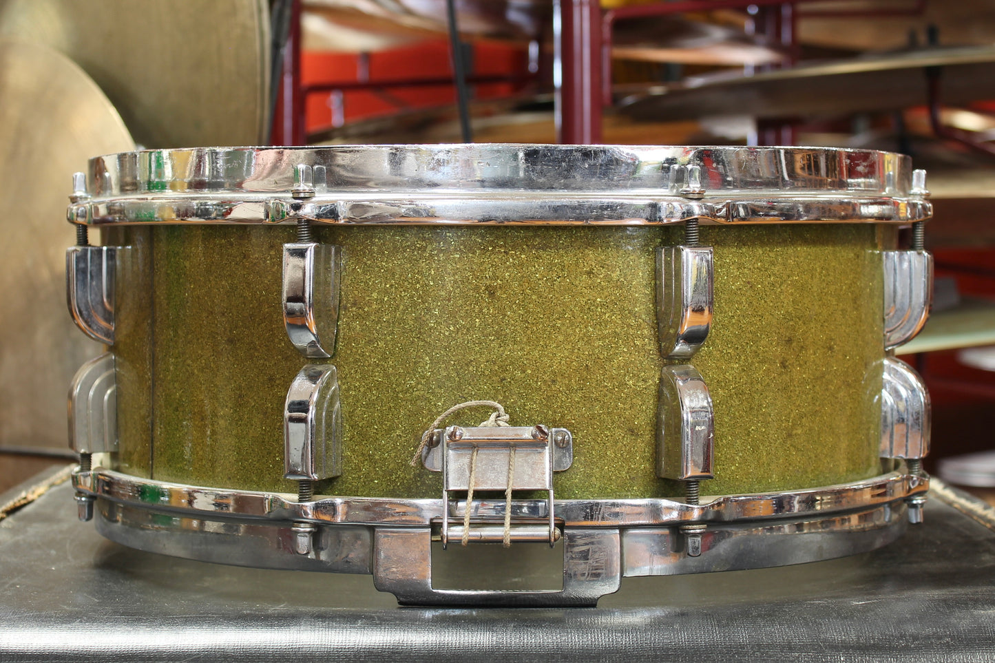 Frankie Banali's 1948 Leedy 5"x14"Snare Drum in Faded Green Sparkle