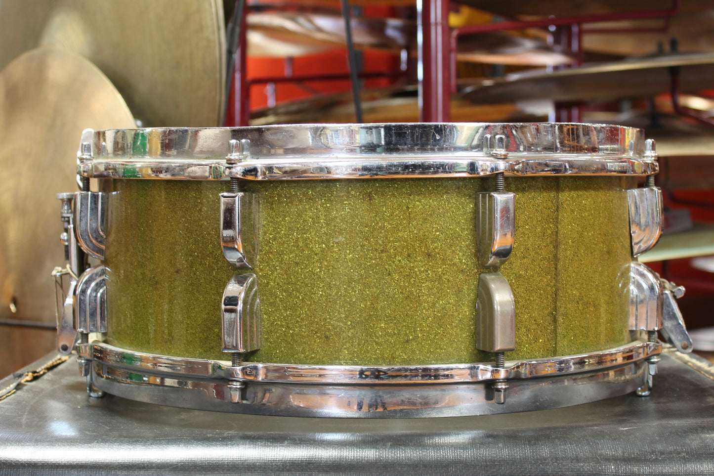 Frankie Banali's 1948 Leedy 5"x14"Snare Drum in Faded Green Sparkle