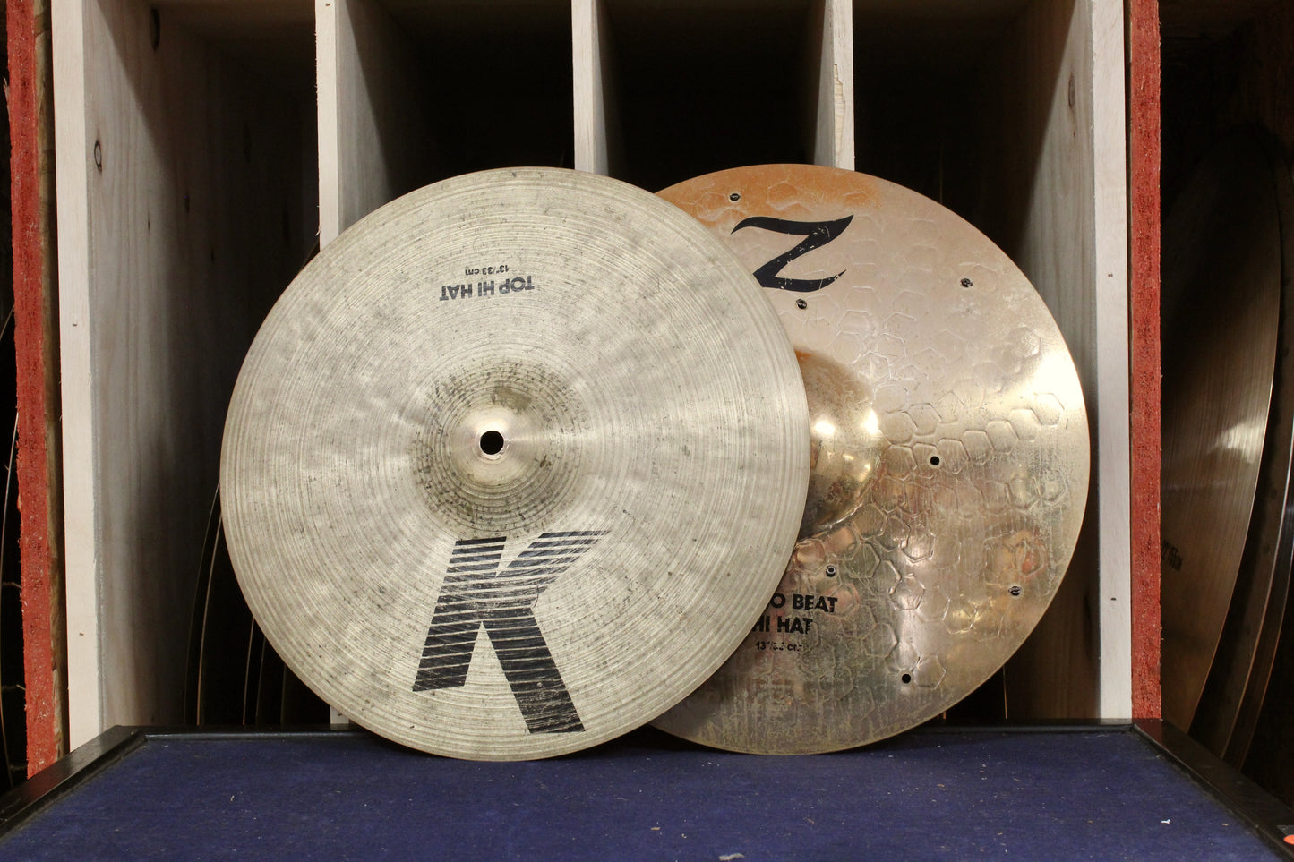 1980s Zildjian 13" K/Z Dyno Beat Hi-Hats w/ Rivets 808/1428g