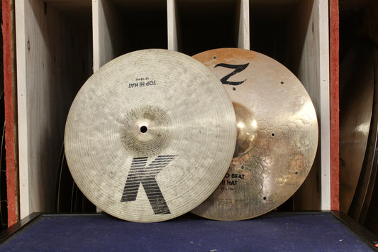 1980s Zildjian 13" K/Z Dyno Beat Hi-Hats w/ Rivets 808/1428g