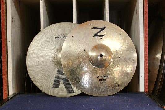 1980s Zildjian 13" K/Z Dyno Beat Hi-Hats w/ Rivets 808/1428g