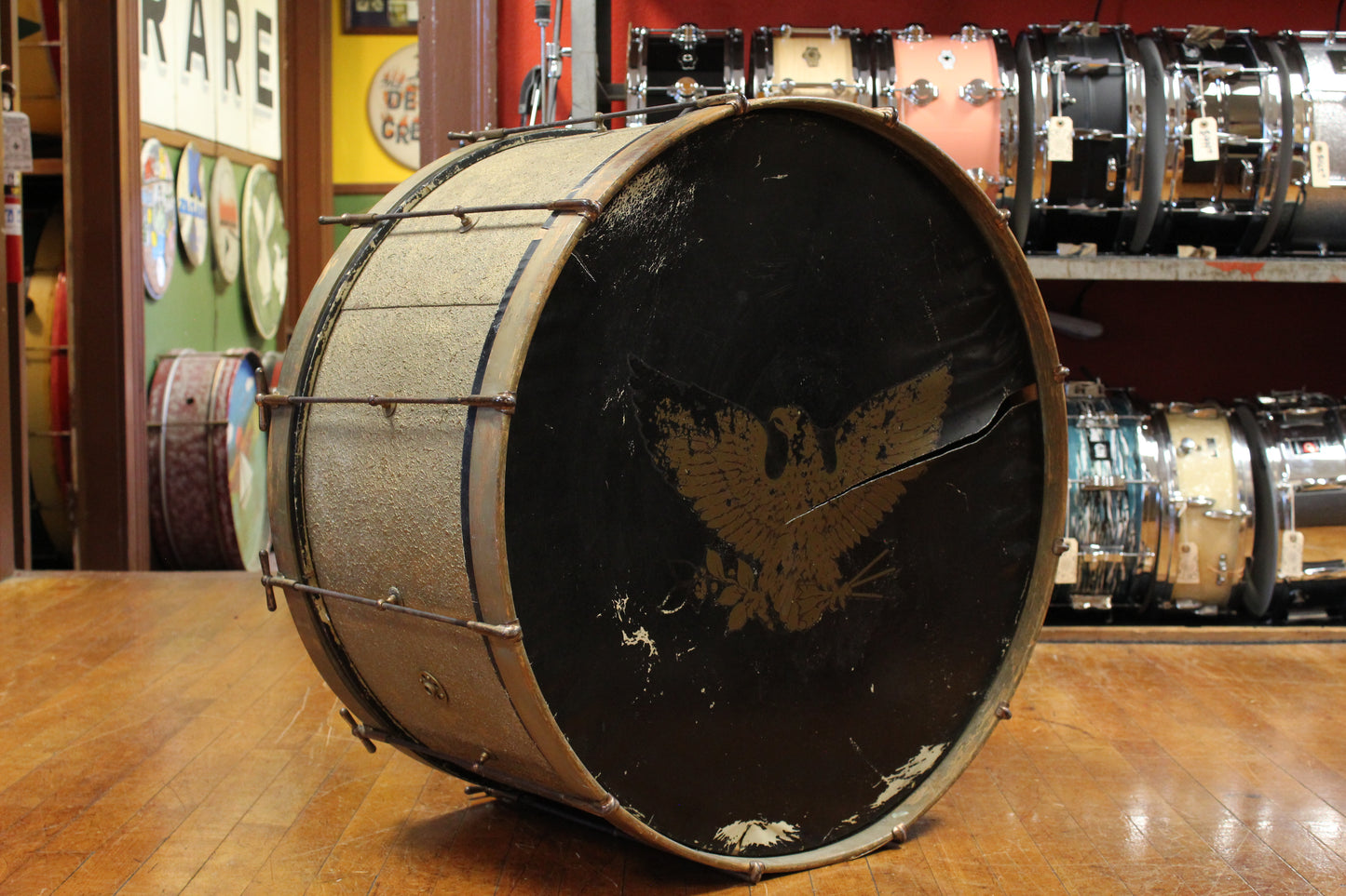 1930s Ludwig and Ludwig 14x27.5 Bass Drum in Stipelgold