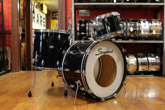 1970 Slingerland Gene Krupa Deluxe Outfit in Black Beauty 14x22 9x13 16x16
