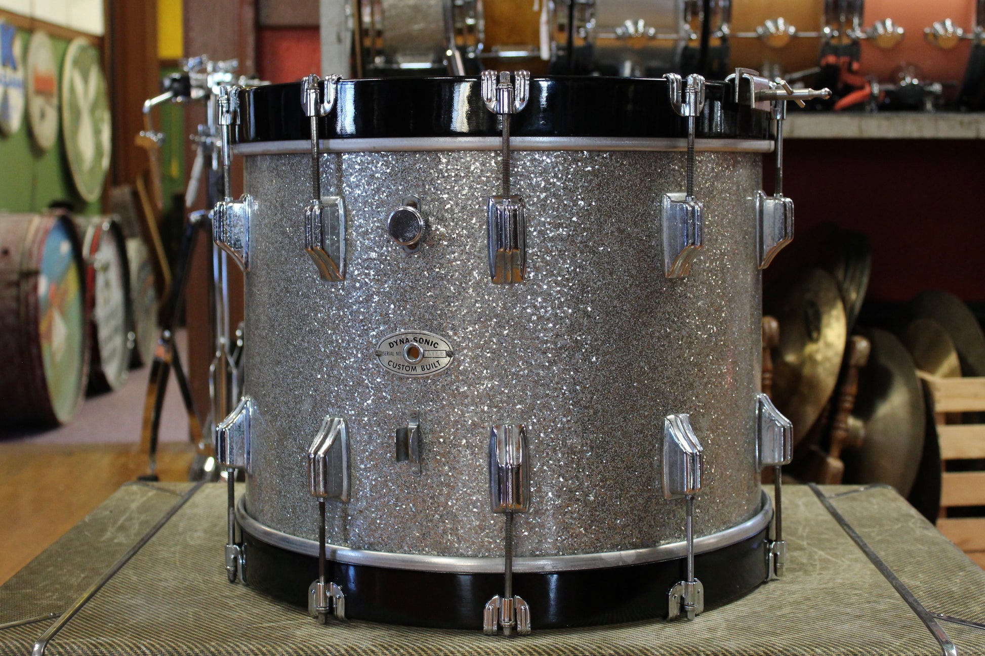 1960's Rogers 12x16 Dynasonic Bass Drum in Silver Sparkle (Tenor Drum