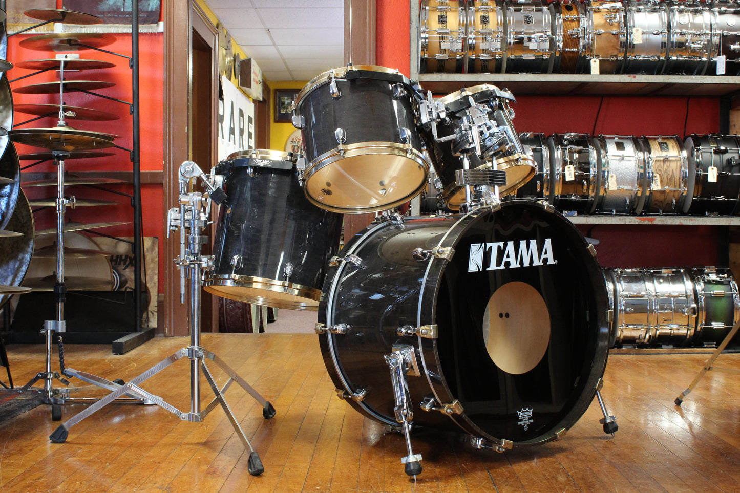 1990s Tama Starclassic Maple Outfit in Cherry Black 16x22 9x10 9x12 14x14