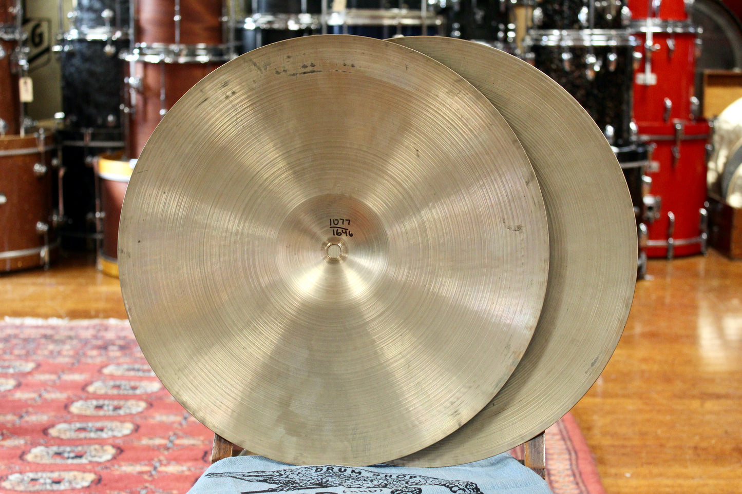 1960s A. Zildjian 16" Medium Hi-Hats 1077/1646g