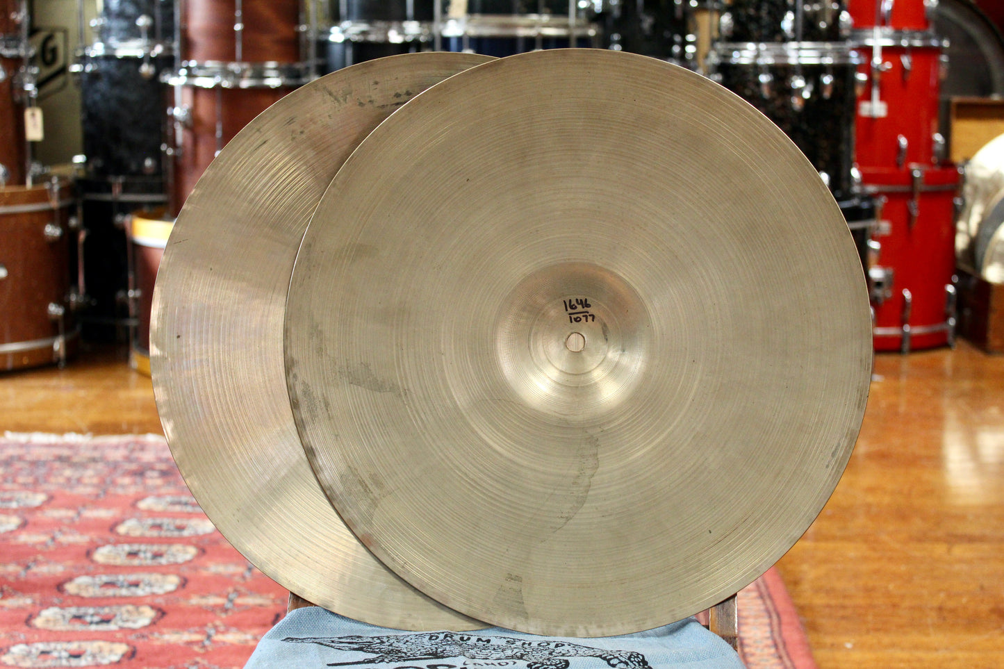 1960s A. Zildjian 16" Medium Hi-Hats 1077/1646g