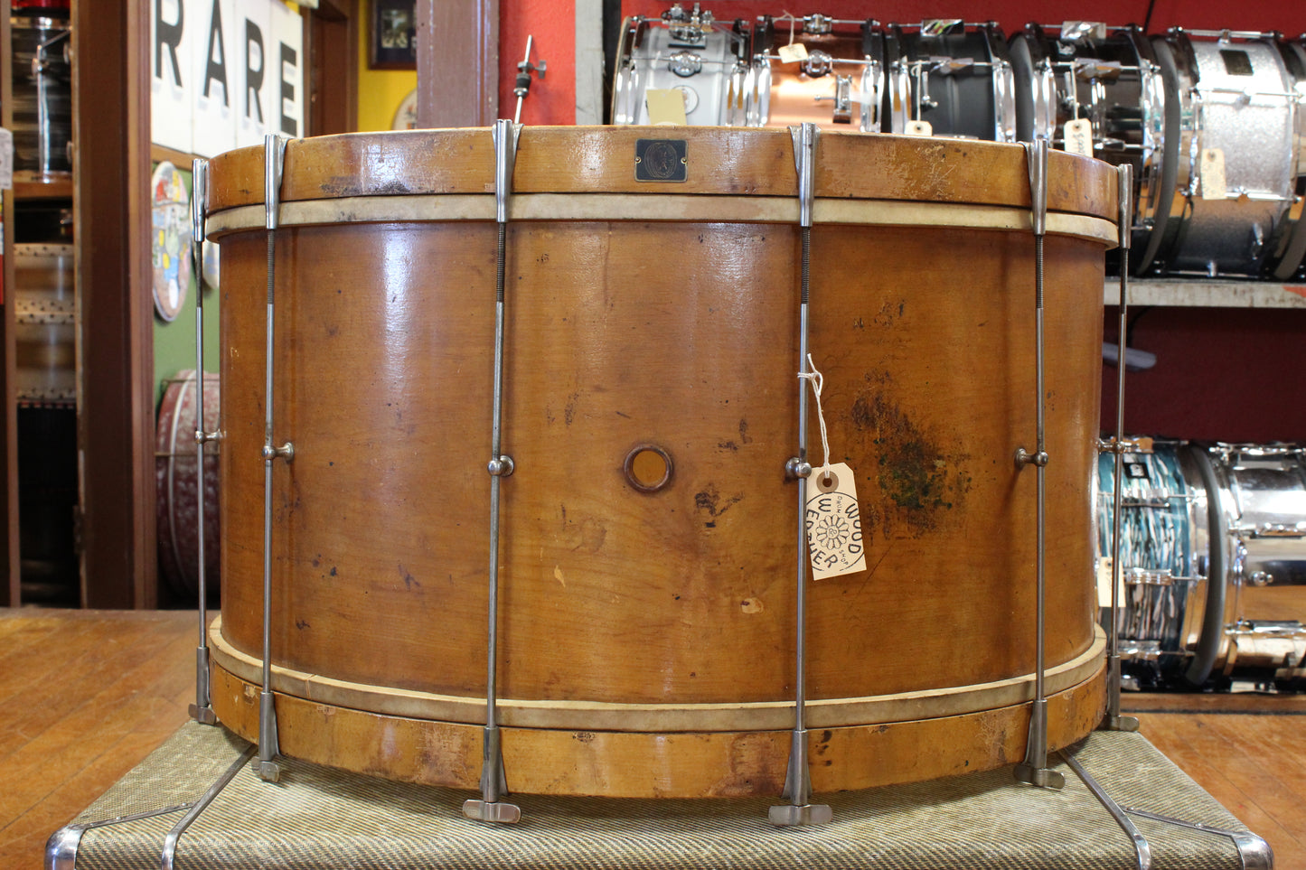 1900s Walberg and Auge 14x28 Single Tension Bass Drum