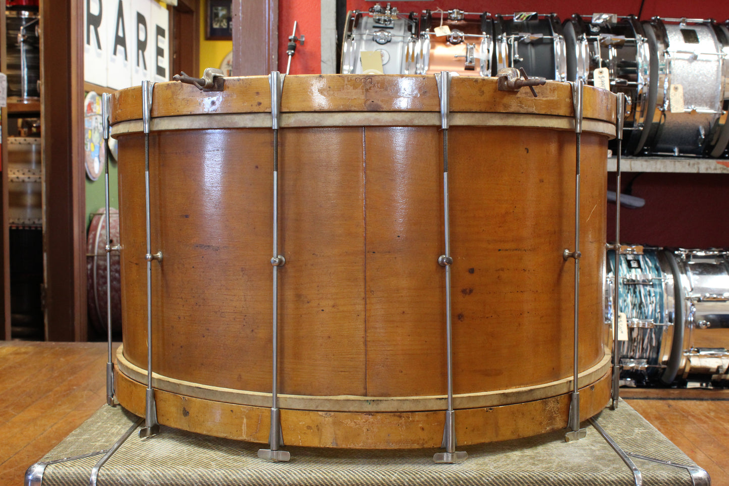 1900s Walberg and Auge 14x28 Single Tension Bass Drum