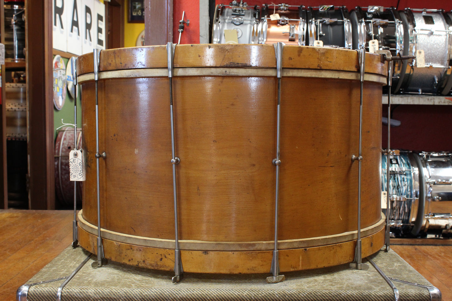 1900s Walberg and Auge 14x28 Single Tension Bass Drum