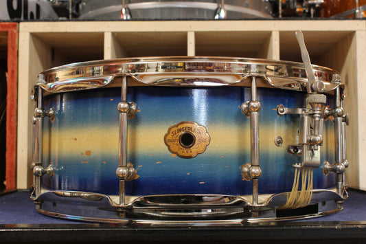 1940s Slingerland 5x14 Professional Model Snare Drum in Blue and Gold Duco