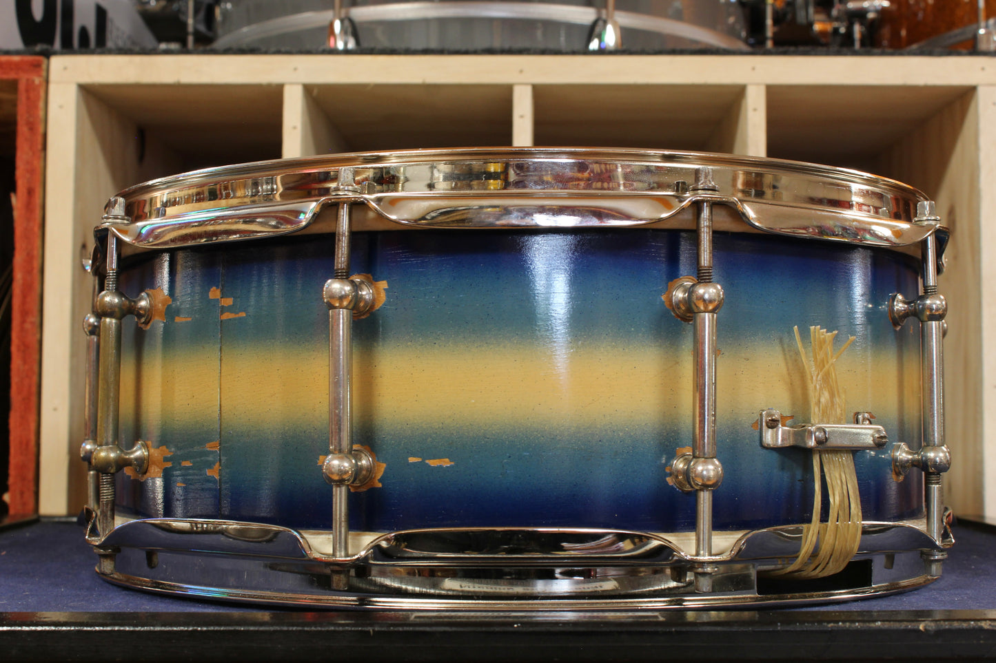 1940s Slingerland 5x14 Professional Model Snare Drum in Blue and Gold Duco