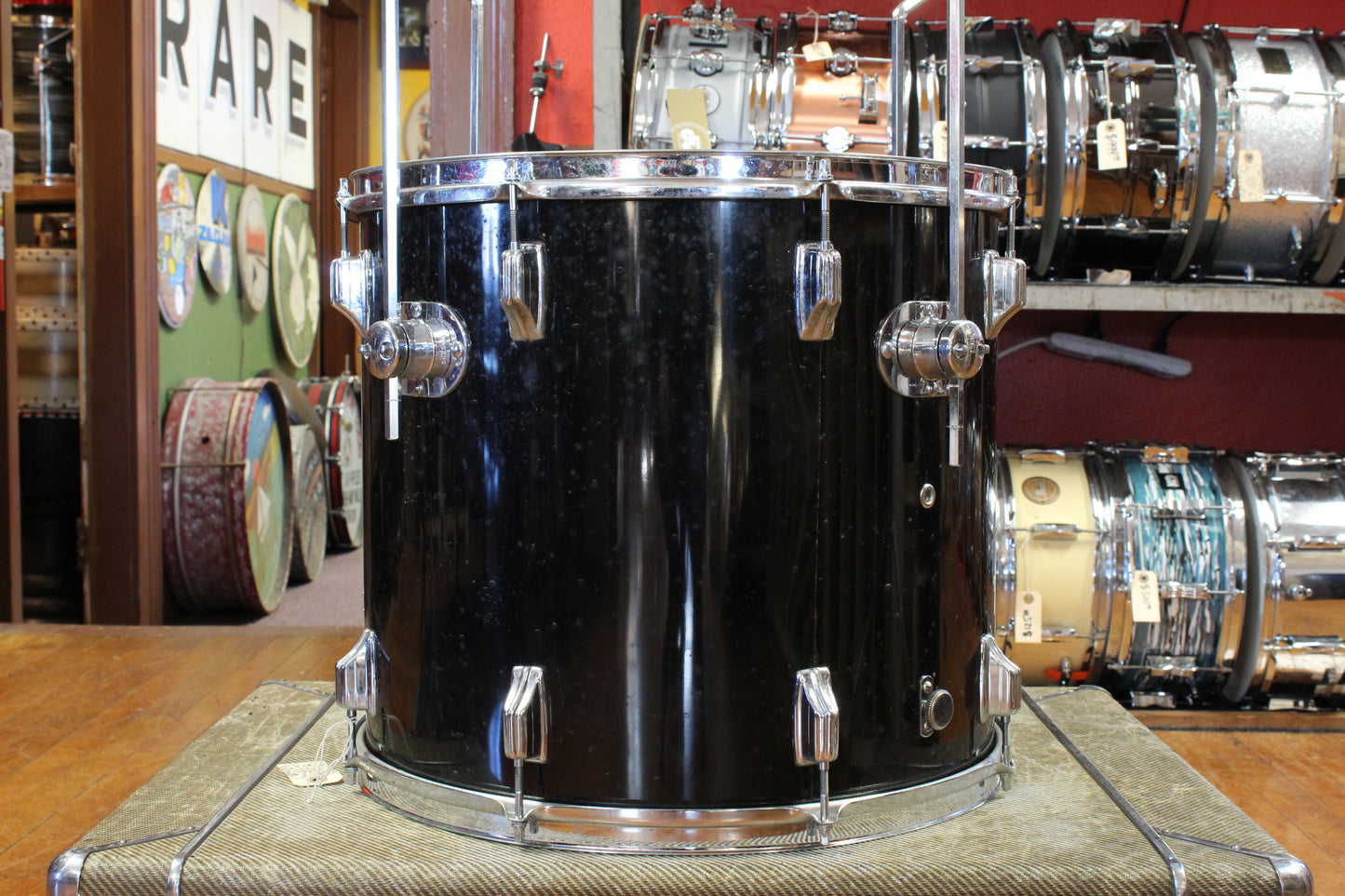 1970s Rogers 16x18 Floor Tom in Jet Black
