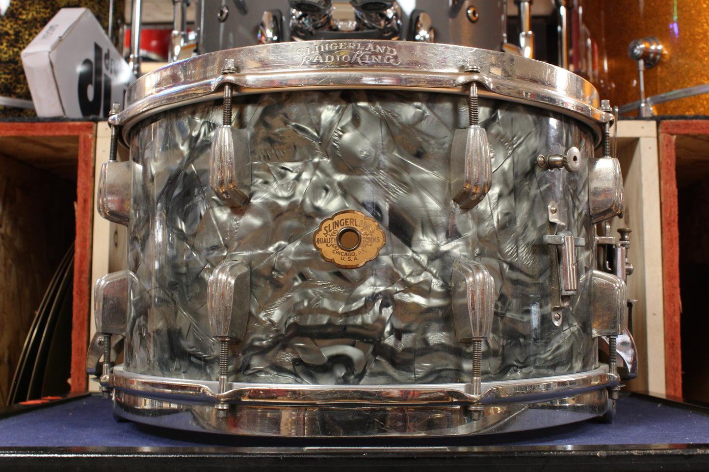 1940s Slingerland 8x14 Radio King Snare Drum in Black Diamond Pearl