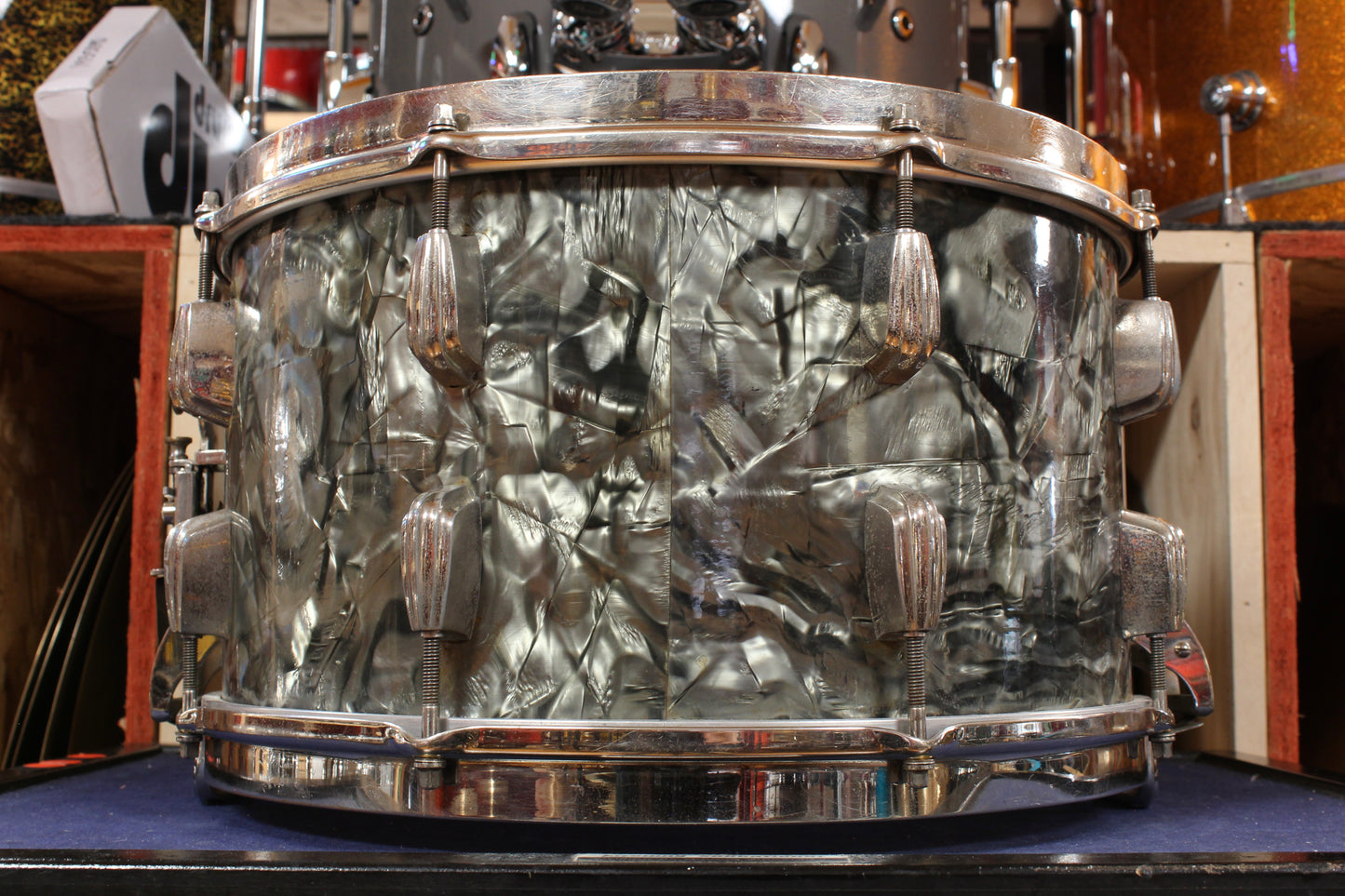 1940s Slingerland 8x14 Radio King Snare Drum in Black Diamond Pearl