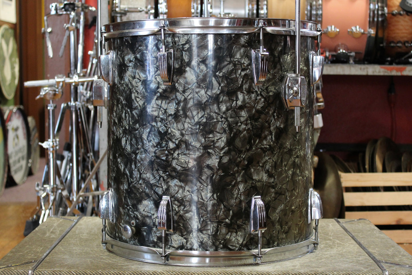 1960s/70s Ludwig Super Classic Outfit in Black Diamond Pearl 14x22 9x13 16x16