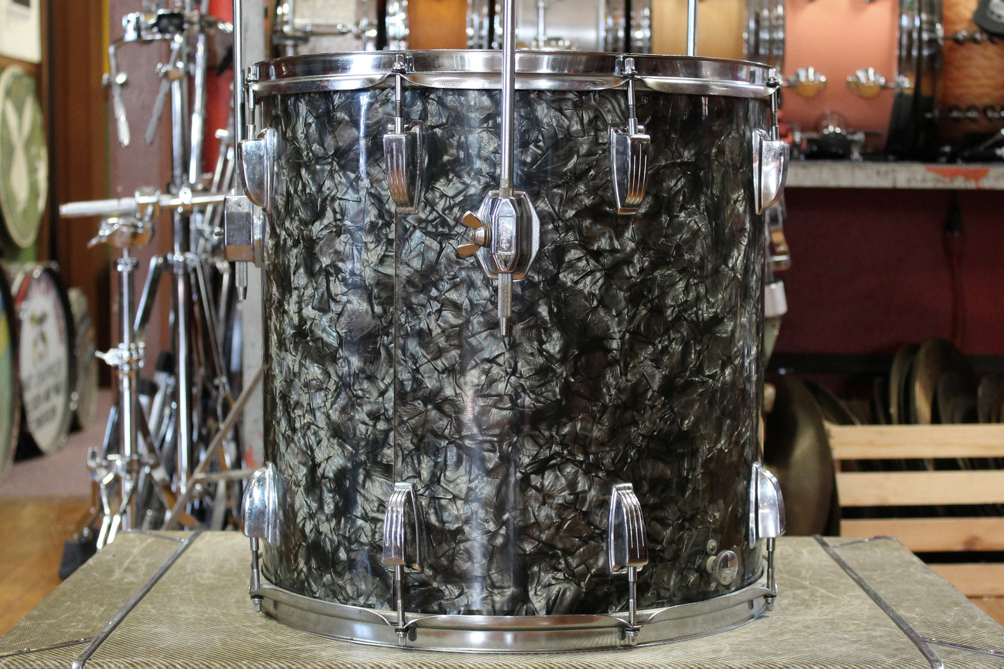 1960s/70s Ludwig Super Classic Outfit in Black Diamond Pearl 14x22 9x13 16x16