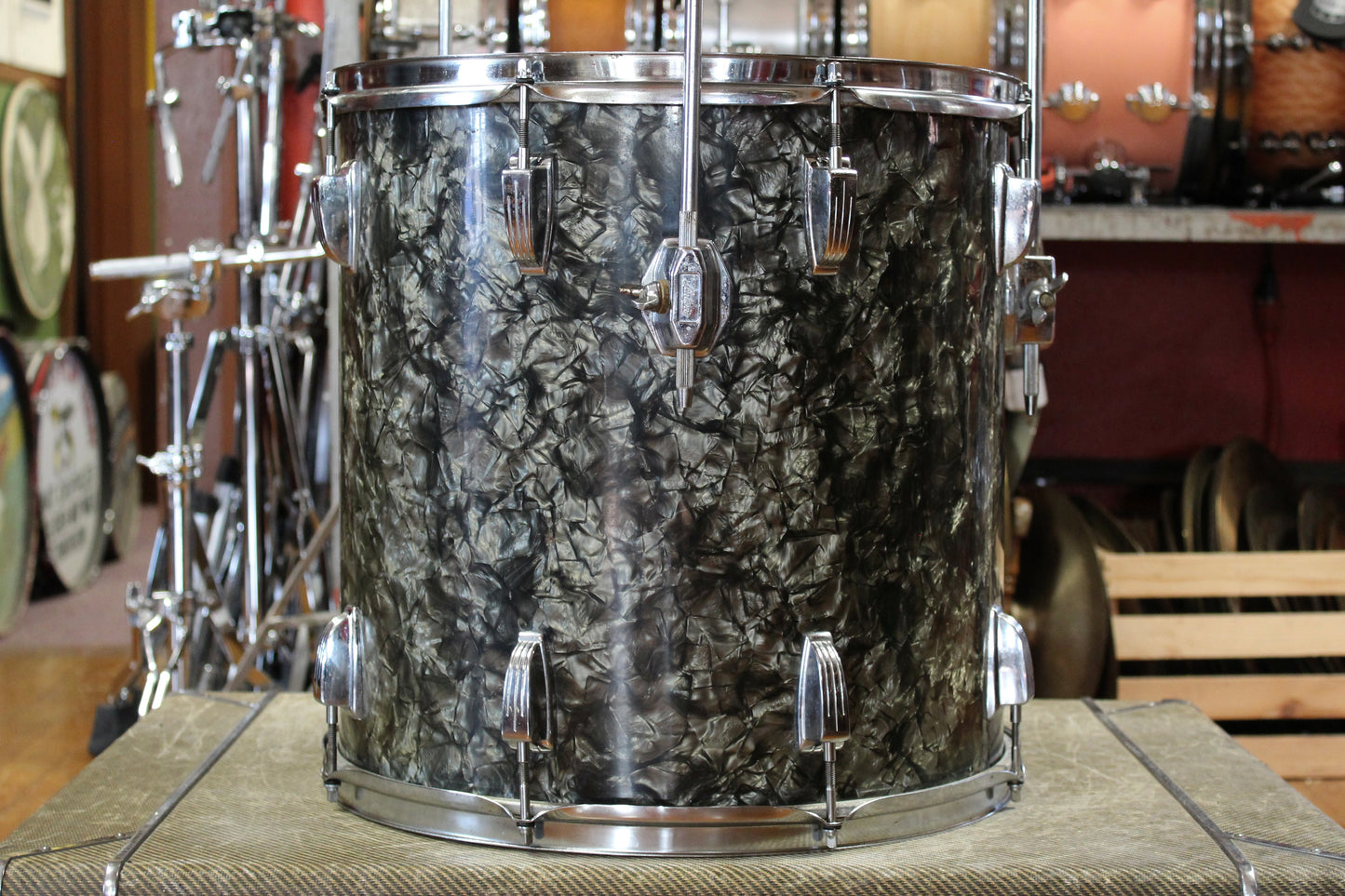 1960s/70s Ludwig Super Classic Outfit in Black Diamond Pearl 14x22 9x13 16x16