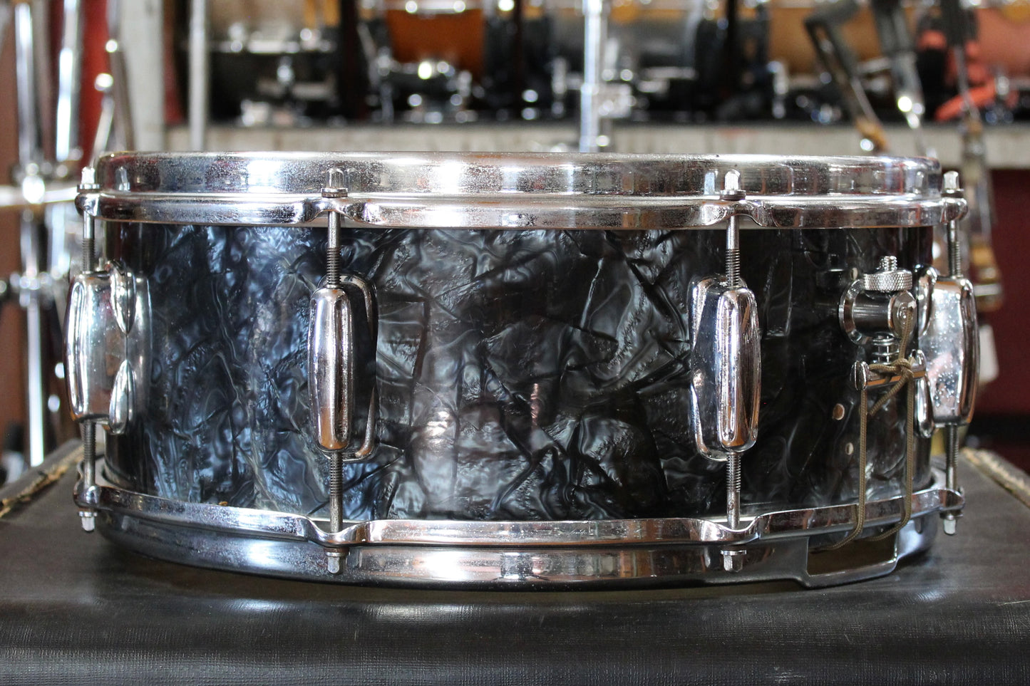 1960's Slingerland 5x14 Solid Maple Snare Drum in Black Diamond Pearl